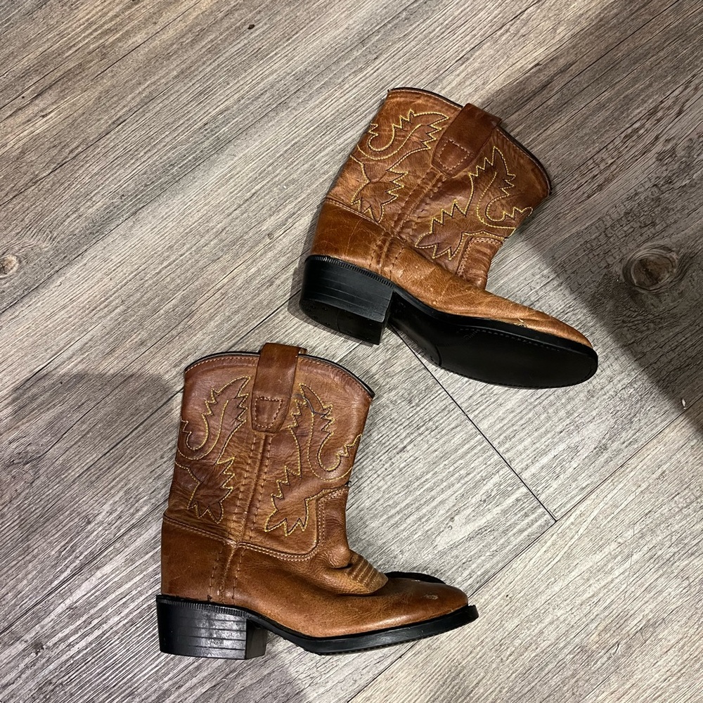 Old West Kids Brown Leather Boots